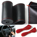 38cm Auto Car Steering Wheel Cover Soft Leather DIY anti-Slip Case Needle Thread