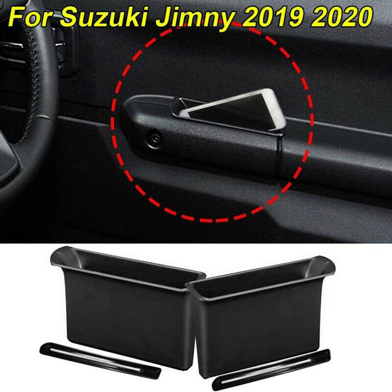 2x Plastic Black Interior Front Door Armrest Tray Organizer For Suzuki 2019-2020