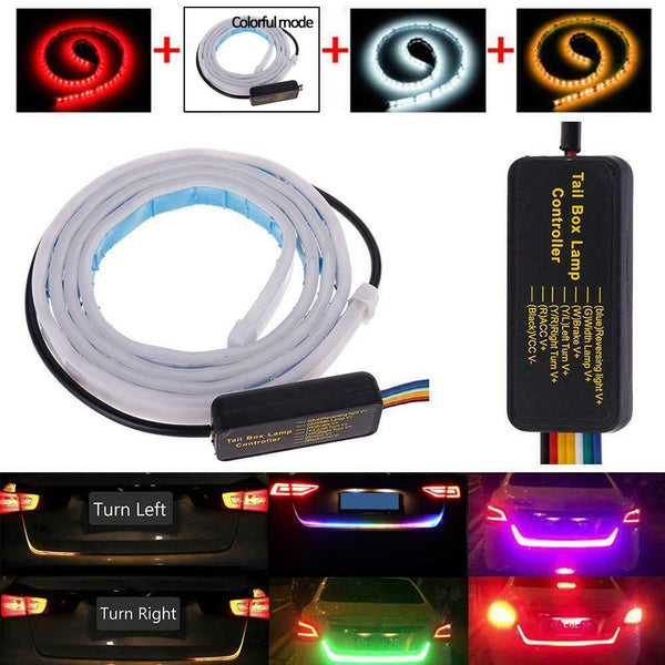 1.2M RGB LED Strip Rear Trunk Tailgate Brake Turn Signal Light Flow Type Lamp