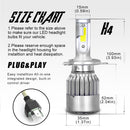 2Pcs H4 9003 LED Headlight Car Headlamp Bulbs 4000lm 36W High Low Beam