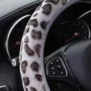 Plush Leopard Car Steering Wheel Cover Quality Leather Breathable Anti-slip