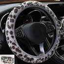 Automotive Leopard Print Plush Elastic Section Non-slip Steering Wheel Cover