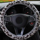 Automotive Leopard Print Plush Elastic Section Non-slip Steering Wheel Cover