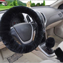 3x Steering Wheel Handbrake Gear Knob Cover Fluffy Warm Car Decor Hot
