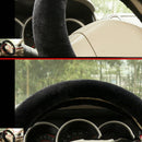 3 Pcs Auto Cars Steering Wheel Cover Handbrake Gear Shift Soft Plush Cover Black