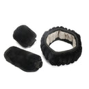 3x Steering Wheel Handbrake Gear Knob Cover Fluffy Warm Car Decor Hot