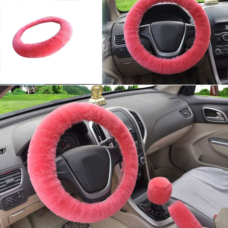 1 Set Soft Fluffy Plush Car Steering Wheel Cover Gear Shift Snowy Warm Wool New