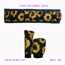 3PCS/Set New Unique Sunflower Auto Car Steering Wheel Handbrake Gearshift Cover