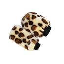 Leopard Print Car Steering Wheel Cover 38cm/15" Soft Warm Flush Winter Universal