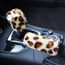 3PCS Unique Leopard Print Auto Car Steering Wheel Handbrake Gearshift Cover