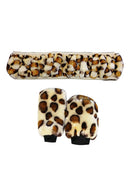 3 x Steering Wheel Cover Handbrake Grip Gear Shift Plush Covers Leopard 38cm