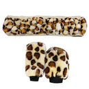 Leopard Print Car Steering Wheel Cover 38cm/15" Soft Warm Flush Winter Universal