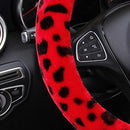 Leopard Universal 38cm Car Steering Wheel Cover Soft Plush Fluffy Skidproof New