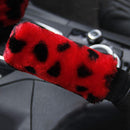 Car Auto Steering Wheel Cover Handbrake Handle Gearshift 3-In-1 Leopard Hot