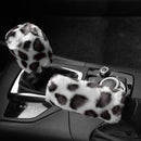 3XSteering Wheel Handbrake Gearshift Car Fuzzy Plush Leoaprd Cover Comfortable