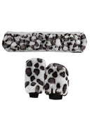 3XSteering Wheel Handbrake Gearshift Car Fuzzy Plush Leoaprd Cover Comfortable