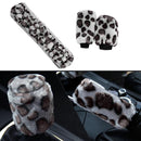 3XSteering Wheel Handbrake Gearshift Car Fuzzy Plush Leoaprd Cover Comfortable