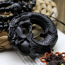 Carving Prayer Crafts Chinese Fengshui Car Pendant Ebony Wood Dragon Sculpture