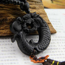 Carving Prayer Crafts Chinese Fengshui Car Pendant Ebony Wood Dragon Sculpture
