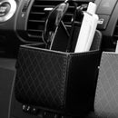 Car Air Vent Leather Pouch Storage Bag with Hook for Keys Coin Cellphone Glasses