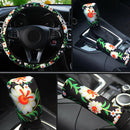 Car Steering Wheel Cover Flower Fabric Handbrake Grip Gearshift Cover 3-In-1
