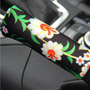 Car Steering Wheel Cover Flower Fabric Handbrake Grip Gearshift Cover 3-In-1