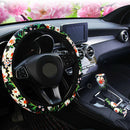 Car Steering Wheel Cover Flower Fabric Handbrake Grip Gearshift Cover 3-In-1