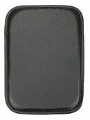 Black Leather Console Lid Universal Car Armrest Cover Carbon Fiber Mat 30x20cm