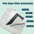 5 PCS for Men Women Washable Replaceable Filter Breath-Valve PM2.5 Dustproof Face Mask(Dark Red)