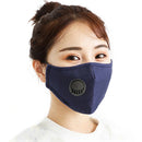 5 PCS for Men Women Washable Replaceable Filter Breath-Valve PM2.5 Dustproof Face Mask(Navy Blue)