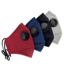 5 PCS for Men Women Washable Replaceable Filter Breath-Valve PM2.5 Dustproof Face Mask(Navy Blue)