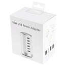 30W 6-USB Ports Charger Station Power Adapter AC100-240V, US Plug(White)