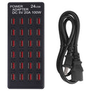 100W 24 USB Ports Fast Charger Station Smart Charger with LED Indicator AC 100-240V, US Plug(Black)