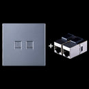 CAT.6 Shielded Pass-through Network Module, Dual Ports Panel + Shielded Pass-through (Grey)