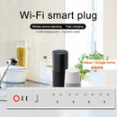 2 x USB Ports + 4 x UK Plug Jack WiFi Remote Control Smart Power Socket Works with Alexa & Google Home, Cable Length: 1.8m, AC 90-265V, UK Plug