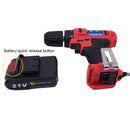 VOTO 21V Stepless Speed Regulation Rechargeable Hand Drill Set Electric Drill Power Tools with LED Light, AC 220V, US Plug, Random Color Delivery