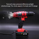 VOTO 21V Stepless Speed Regulation Rechargeable Hand Drill Set Electric Drill Power Tools with LED Light, AC 220V, US Plug, Random Color Delivery