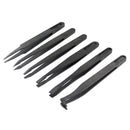 JF-S6in1 6 in 1 Anti-static Carbon Fiber Straight and Curved Tip Tweezers(Black)