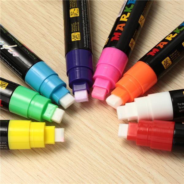 8pcs 10mm Highlighter LED Writing Board Neon Marker Fluorescent Liquid Chalk Pen