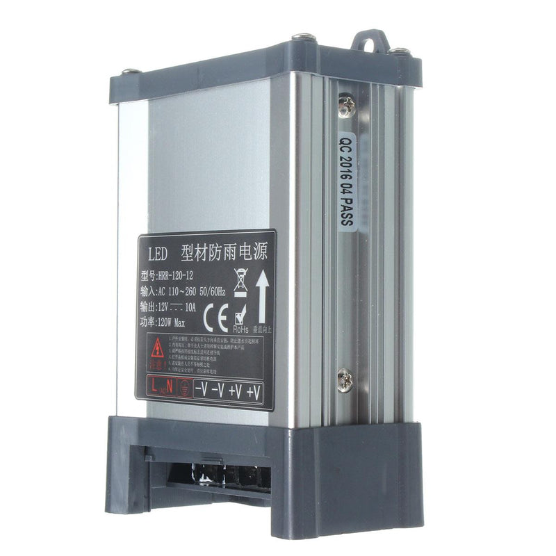 IP65 Waterproof AC 100V-264V To DC 12V 120W 10A Switching Power Supply Driver Adapter