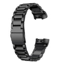 Three Beads Slingshot Buckle Solid Stainless Steel Watch Band for Fitbit Charge 4 (Black)