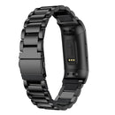 Three Beads Slingshot Buckle Solid Stainless Steel Watch Band for Fitbit Charge 4 (Black)