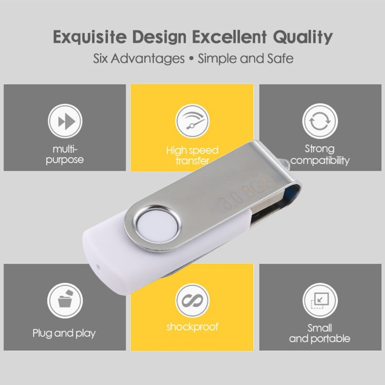 8GB Twister USB 3.0 Flash Disk USB Flash Drive (White)