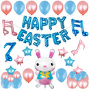 Happy Easter Rabbit Pattern Easter Holiday Alphabetic Ornament Balloons(Blue)