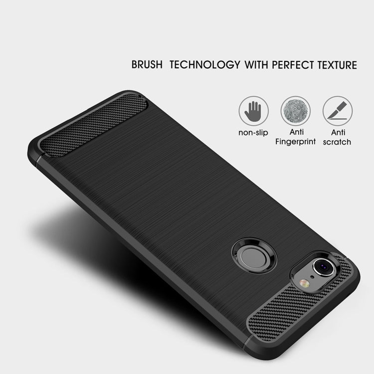 Brushed Texture Carbon Fiber Shockproof TPU Case for Google Pixel 3(Navy Blue)