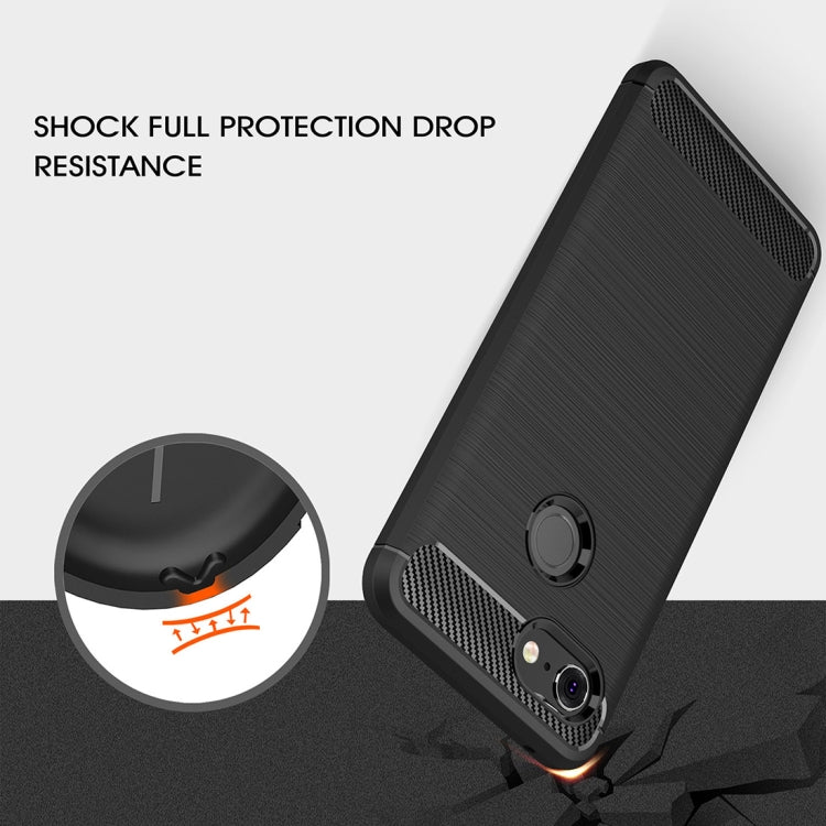 Brushed Texture Carbon Fiber Shockproof TPU Case for Google Pixel 3(Navy Blue)