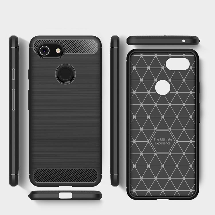 Brushed Texture Carbon Fiber Shockproof TPU Case for Google Pixel 3(Navy Blue)