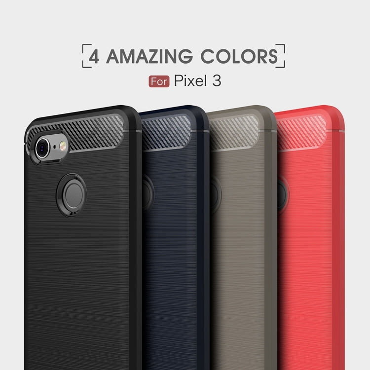 Brushed Texture Carbon Fiber Shockproof TPU Case for Google Pixel 3(Navy Blue)