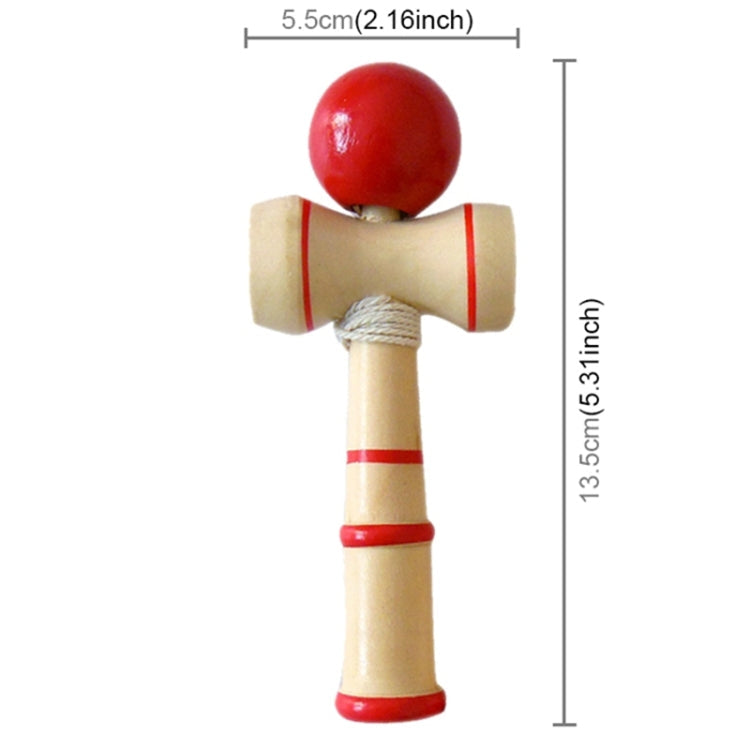 Classic Wooden Skill Toy Kendama with Extra String, Size: 13.5 x 5.5cm(Red)