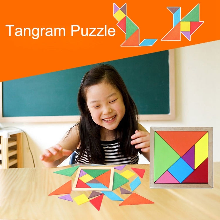 Baby Toy Fine Wooden Jigsaw Puzzle Beech Tangram, Size: 15*15cm